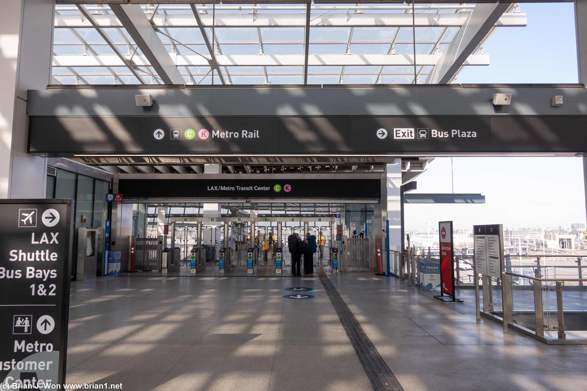 Metro Rail section. Bathrooms beyond the fare gates.