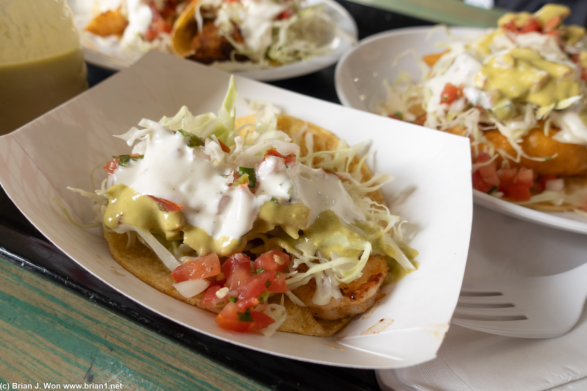 Grilled shrimp taco was okay, fish was better.