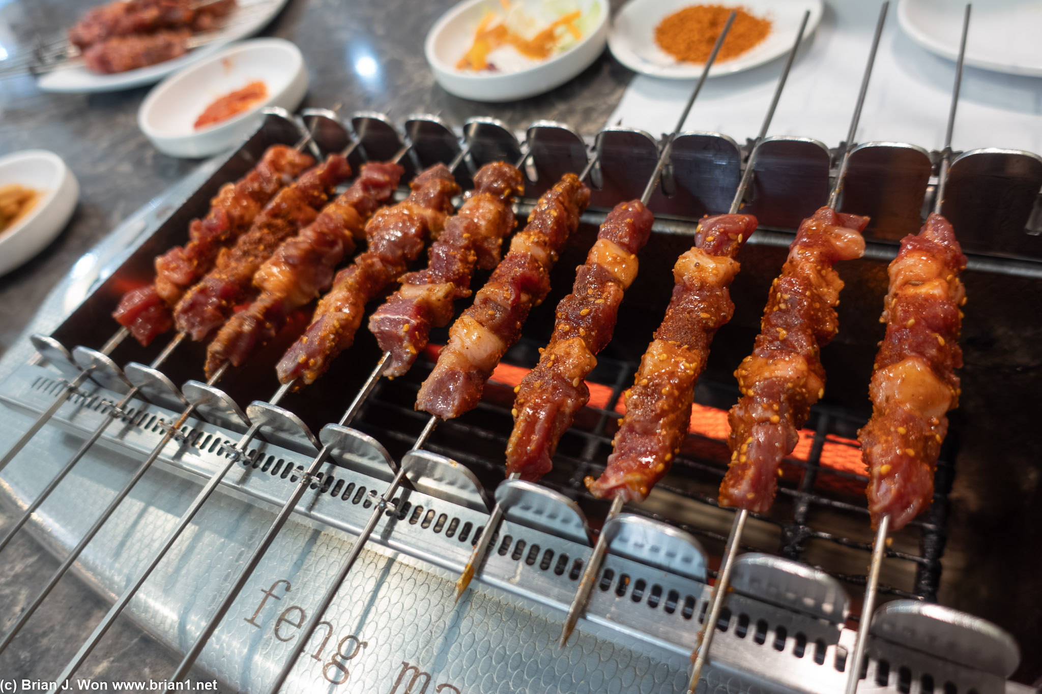 Lamb skewers at Feng Mao.