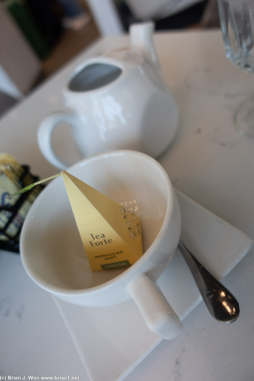 Tea Forte is their brand of choice for tea.