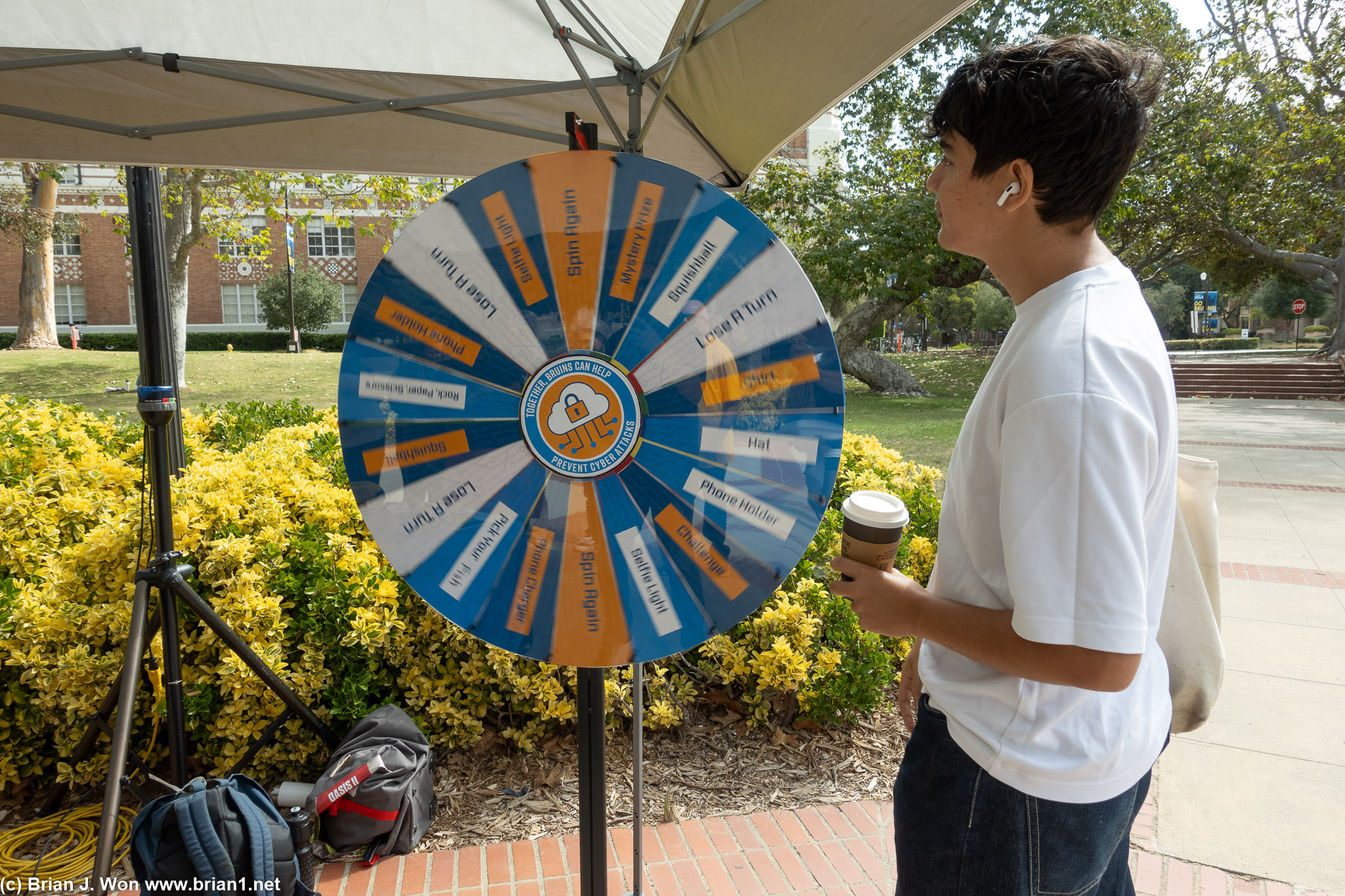 Students spinning the prize wheel.