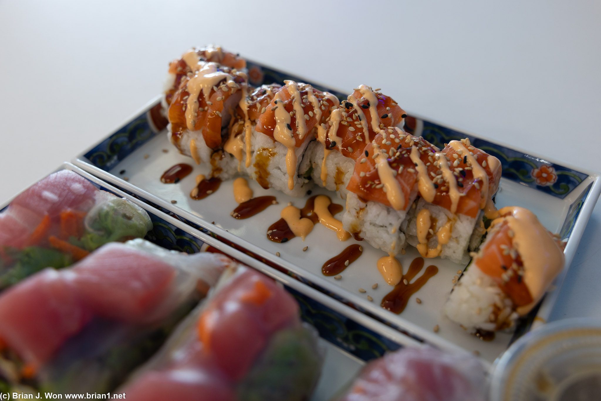 California roll with salmon atop was okay.