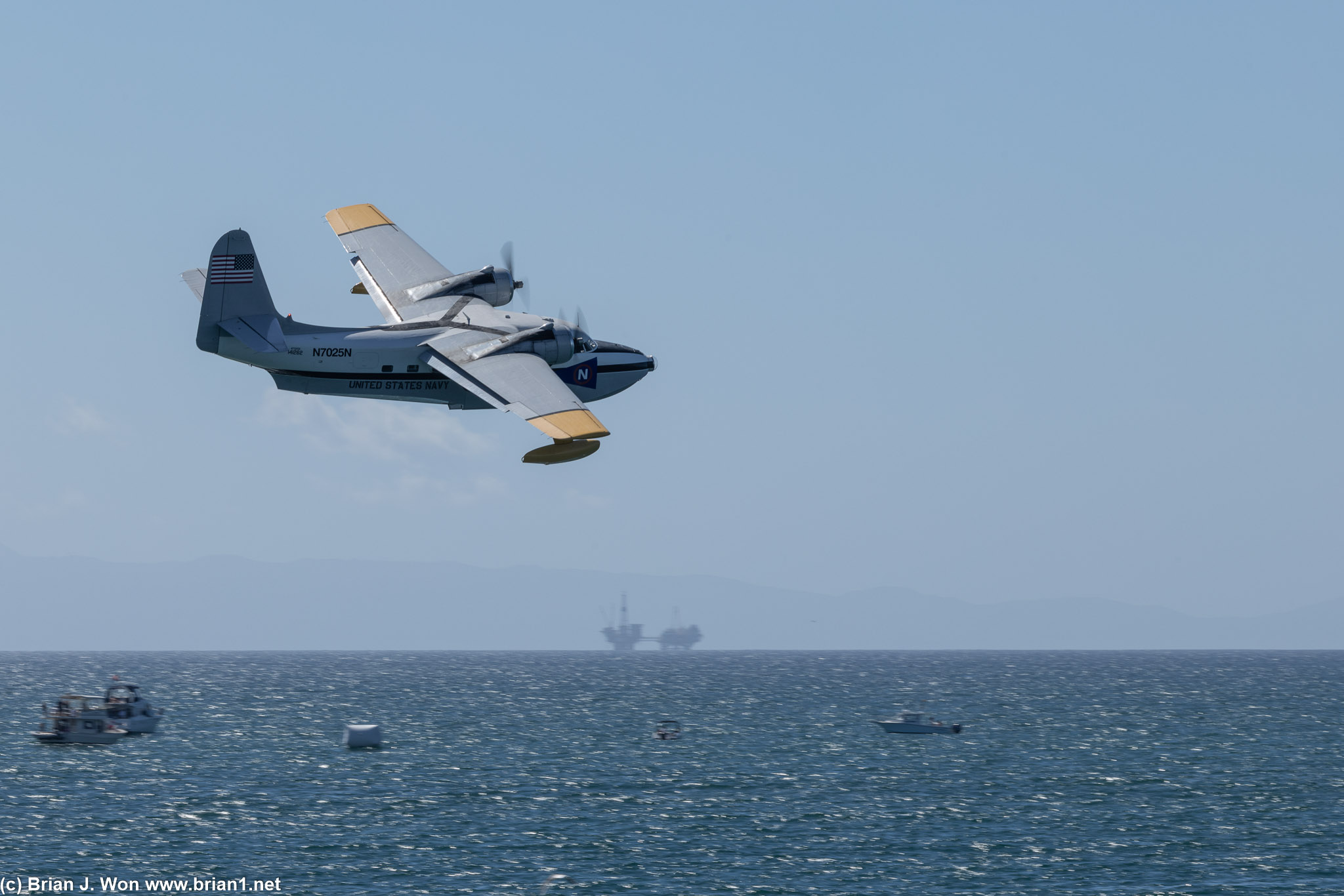 Grumman HU-16 Albatross doing low passes. Got close to landing but did not.