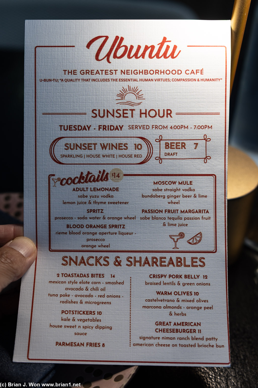 Happy Hour menu.