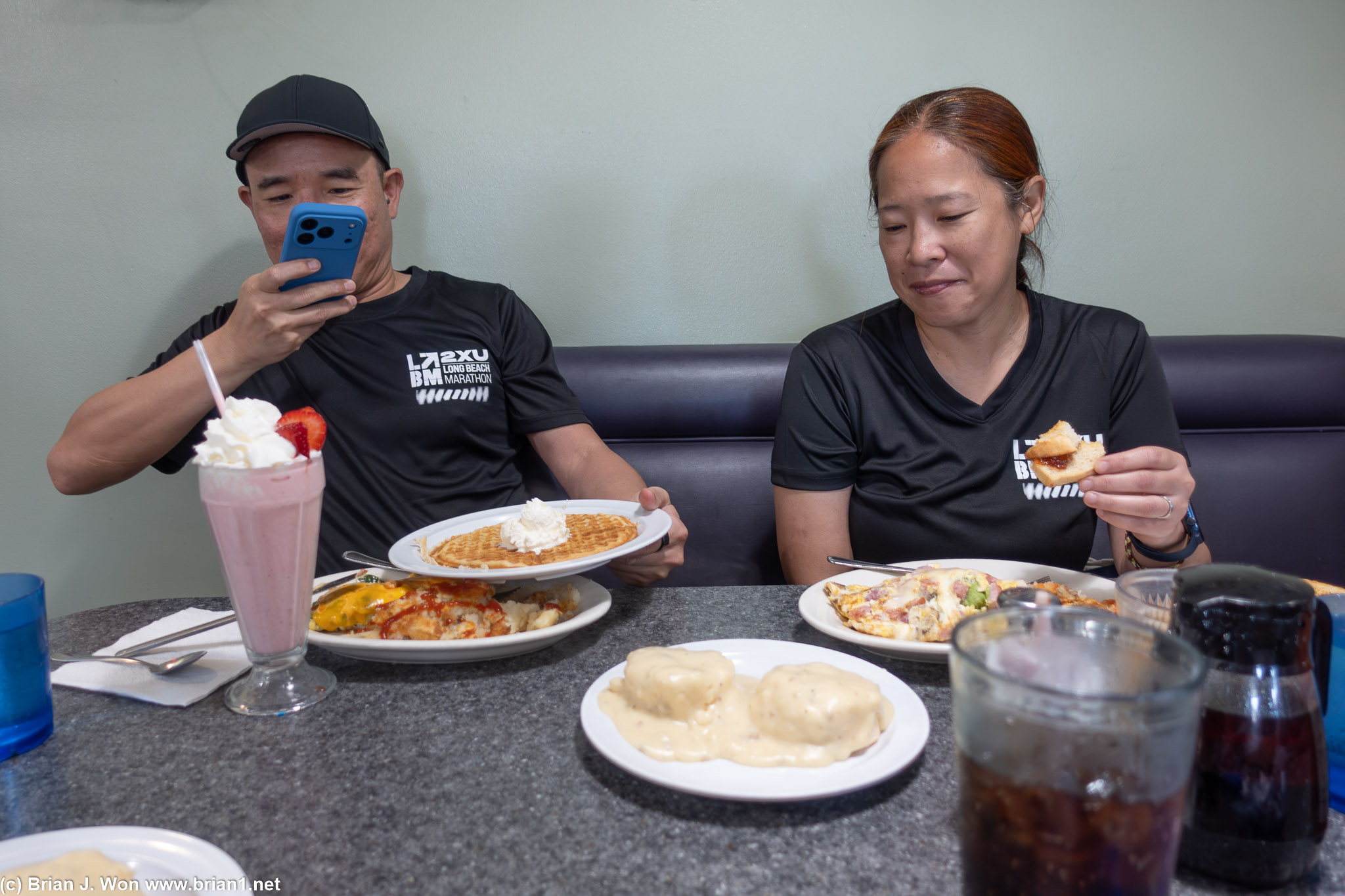 Mike taking photos of his ridiculous meal.