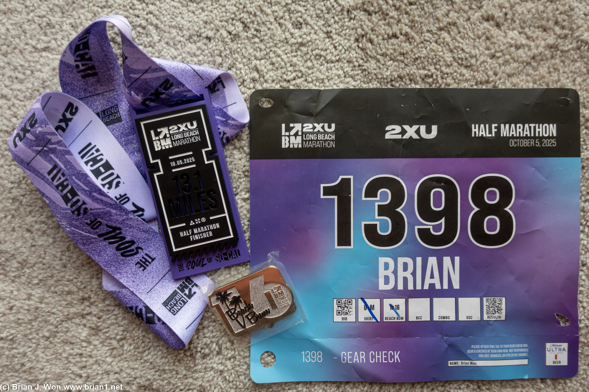 Long Beach Half Marathon complete, 2:03:03 chip (9:23/mile), 2:02:17 GPS (9:19/mile).