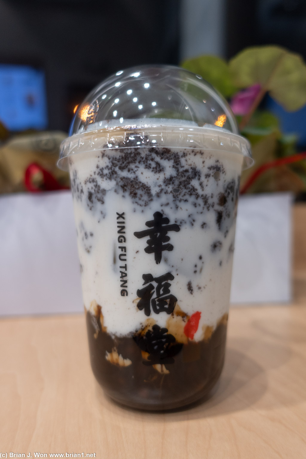 Oreo boba milk. Not adjustable at all, but pretty good.