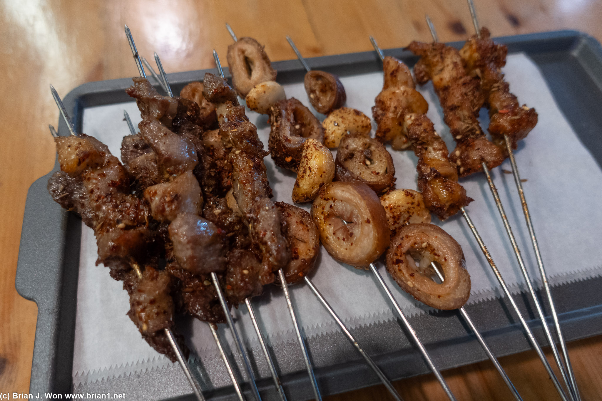 They pre-grill the skewers.