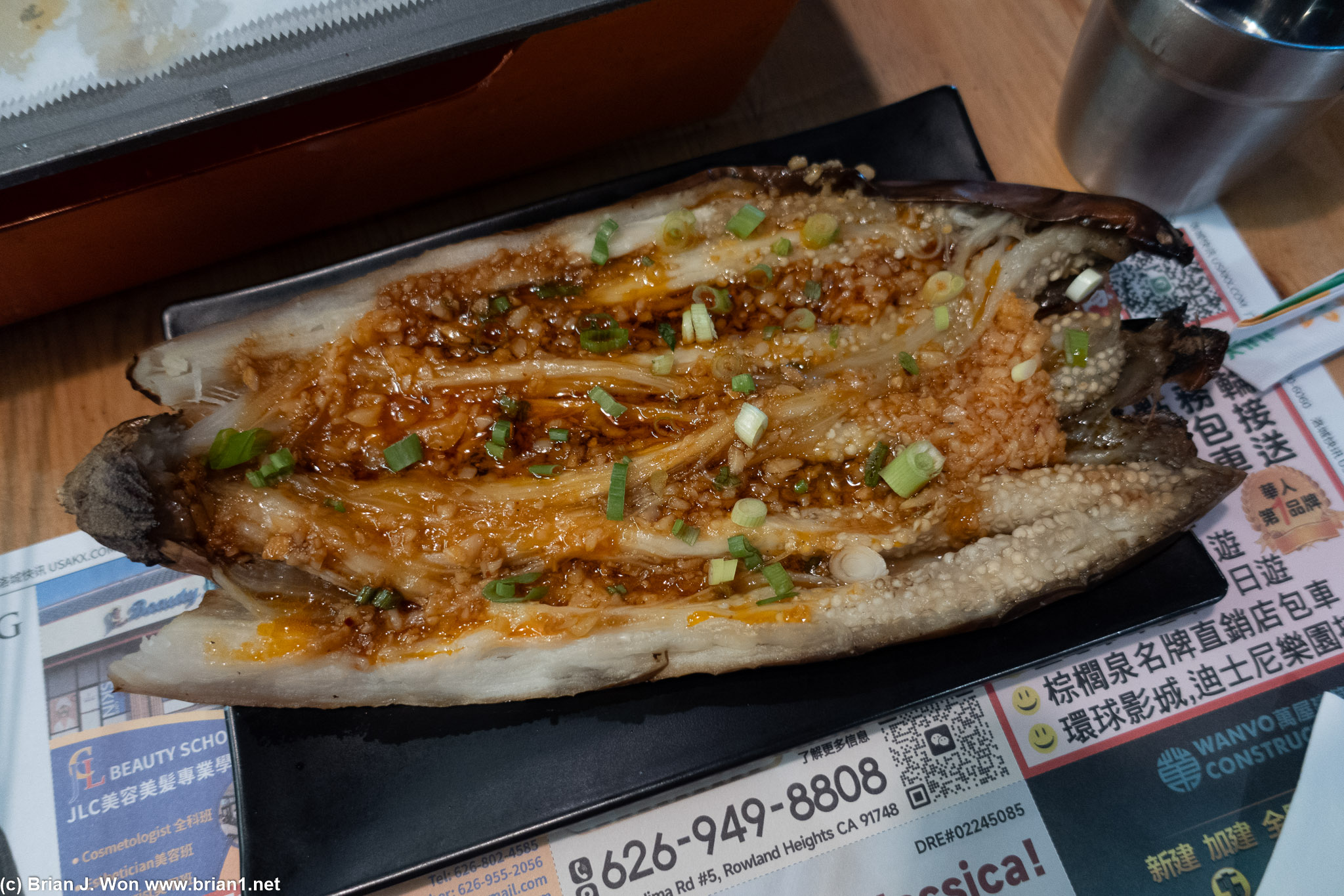 Eggplant was nice and heavy on the garlic, but slow to come out.