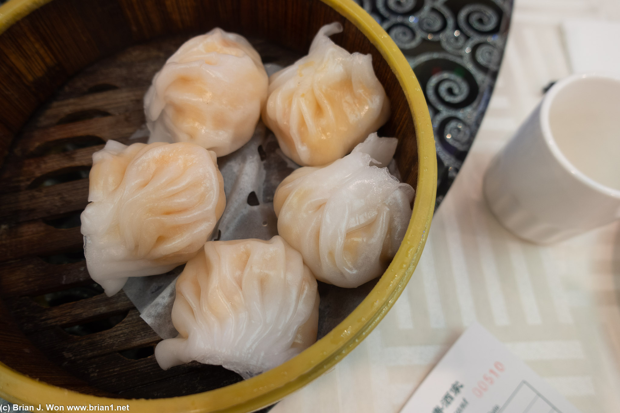 Har gow not pretty, but skins translucent enough and had right amount of folds.