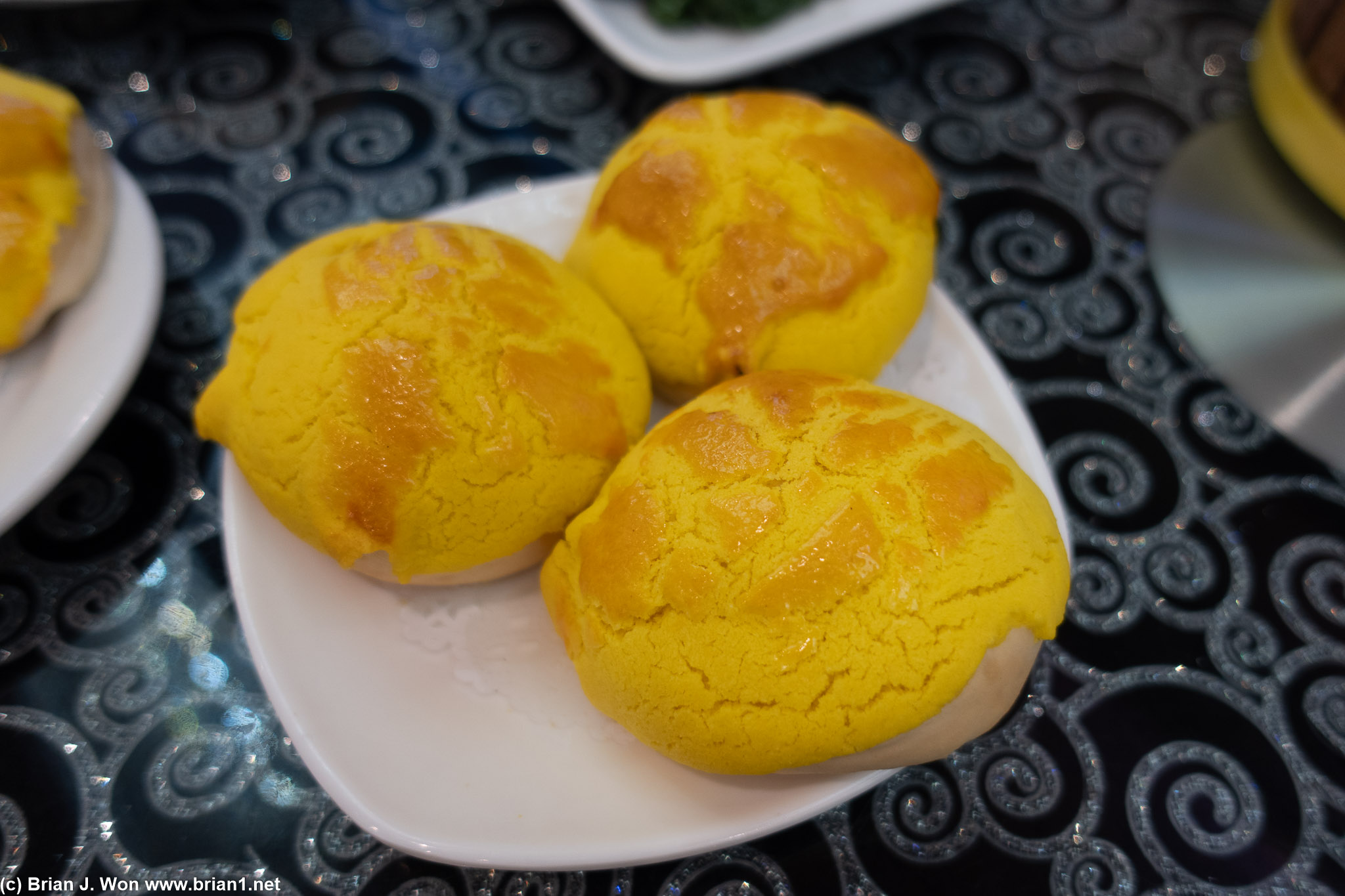 Pineapple buns. Very yellow.