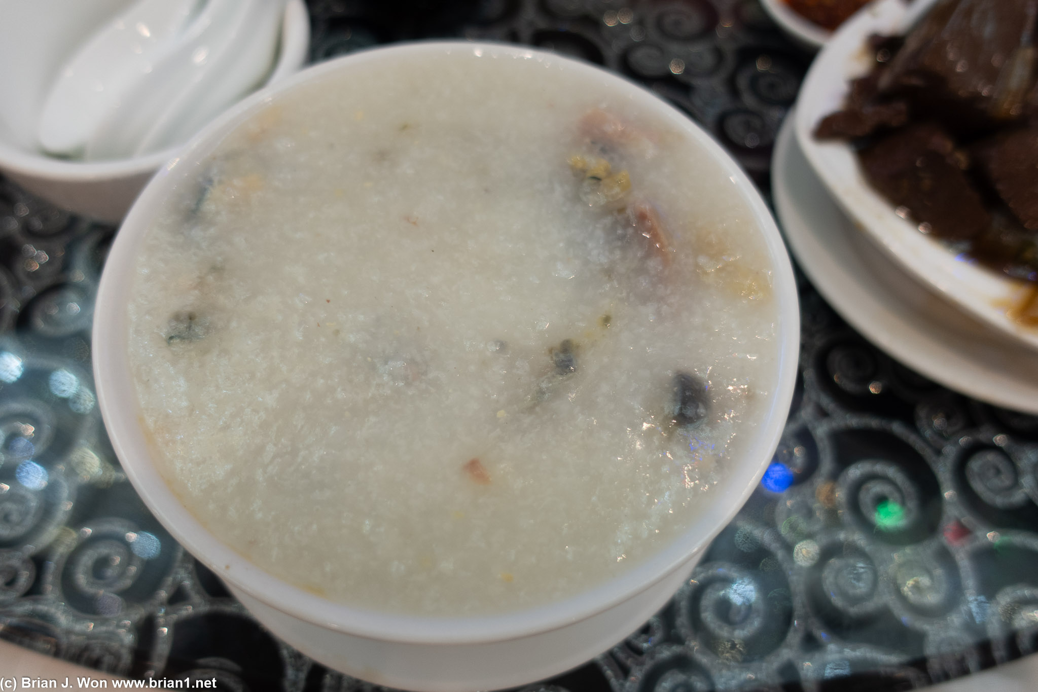 Pei dan sau yuk jook. Quite good.