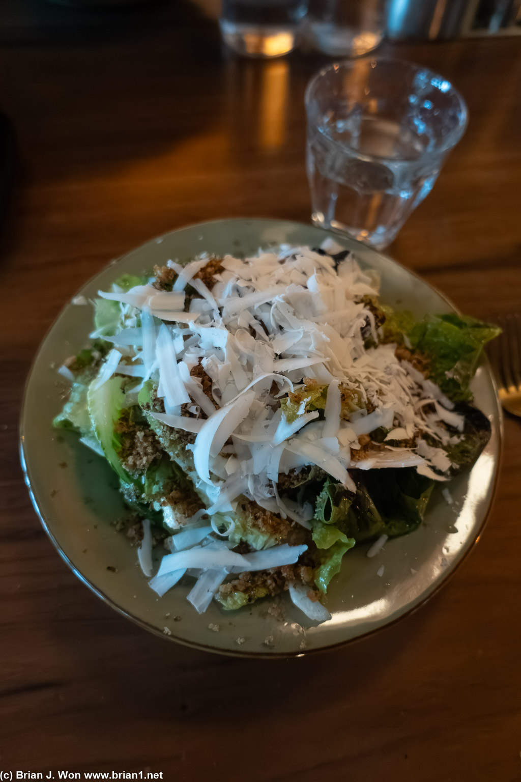 Little gem salad: romaine, crunchy stuff, house-made Italian dressing, and I think jicama?