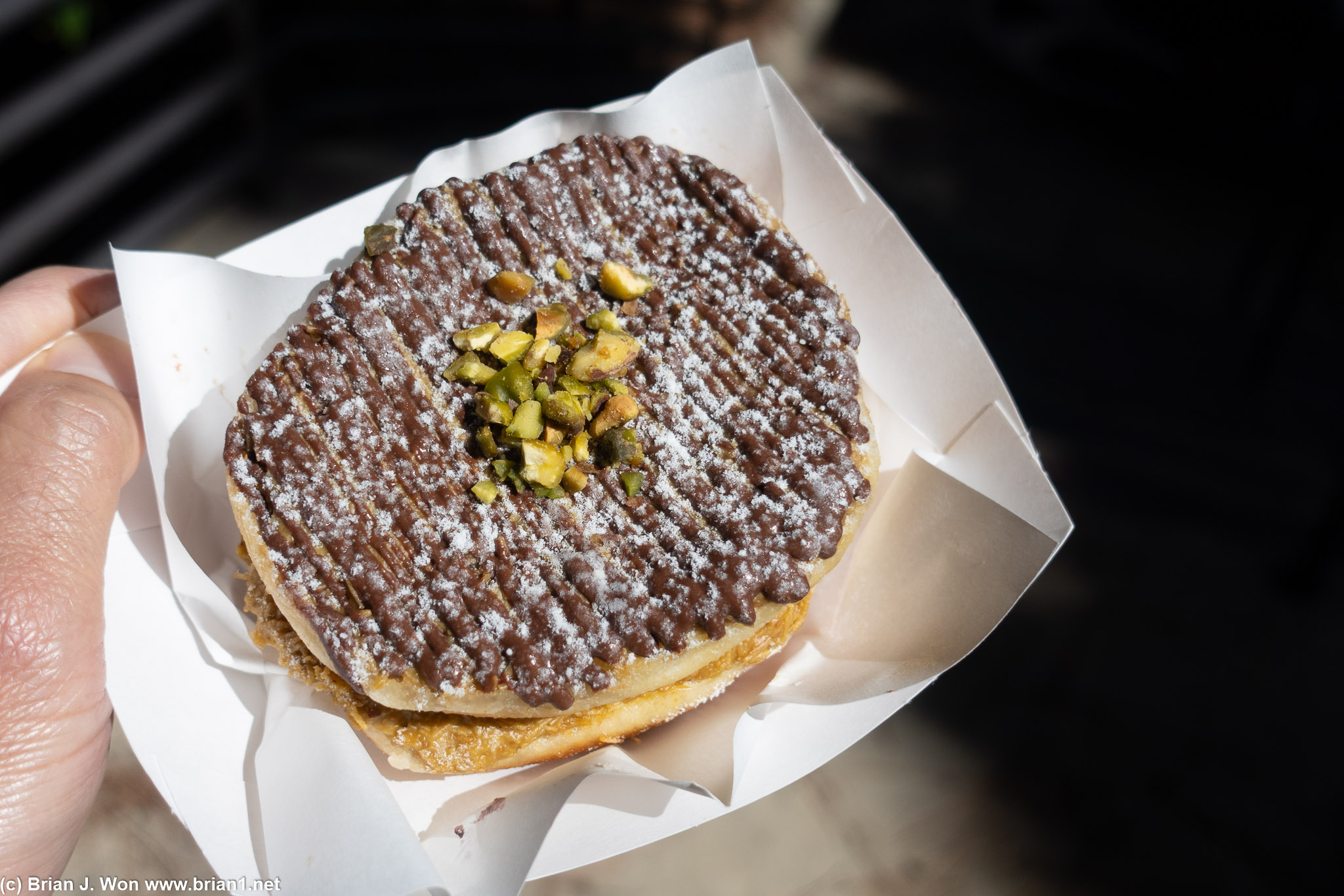 Korean-style Dubai chocolate donut.