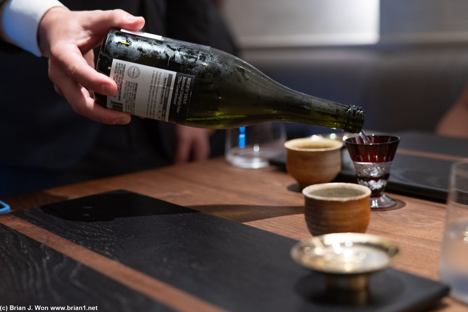 They had too little of the Bijofu 'Hina' Junmai Daiginjo 'The Gentleman' to let us order, but they did have enough for one last pour for Joe.