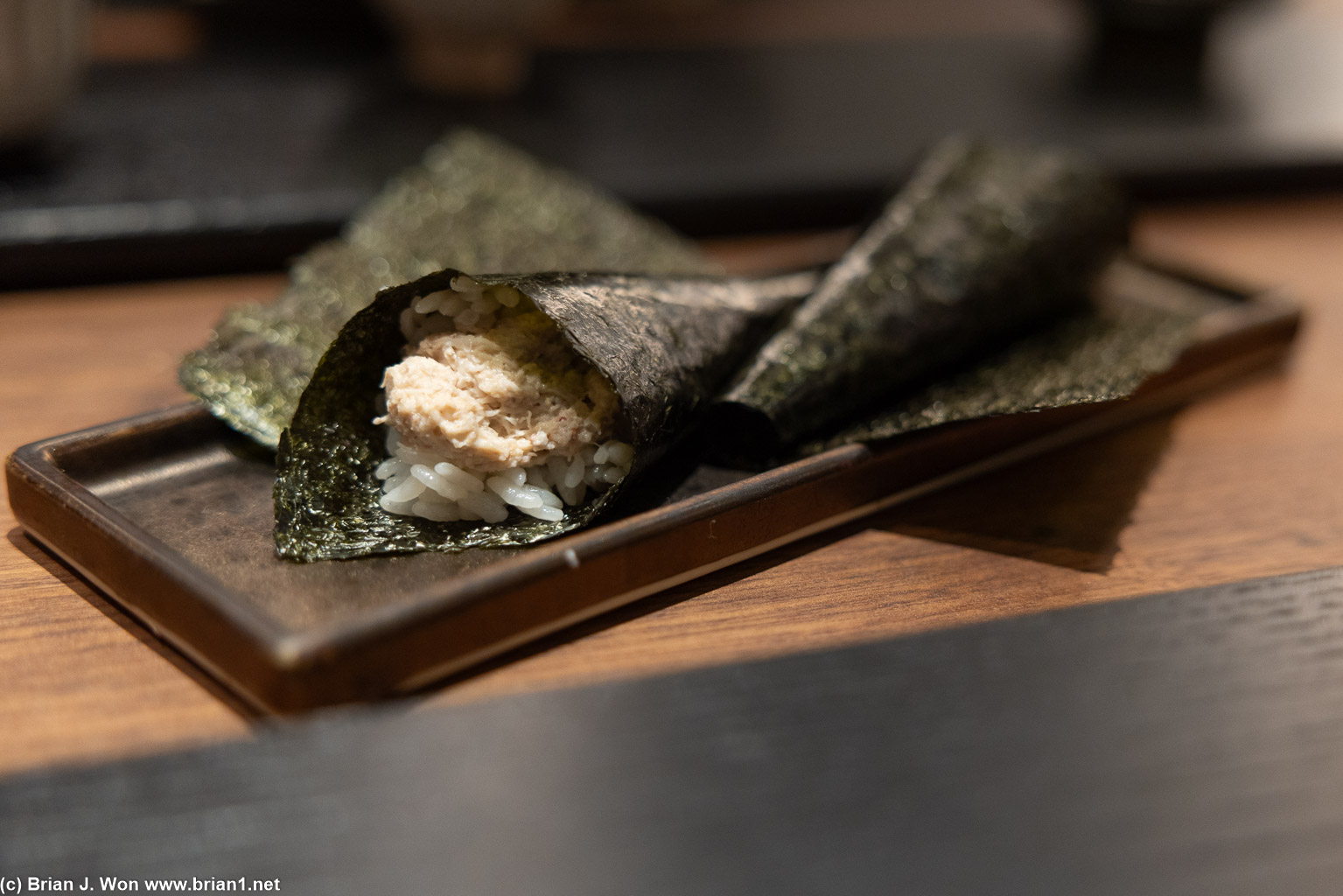 Blue crab hand roll.