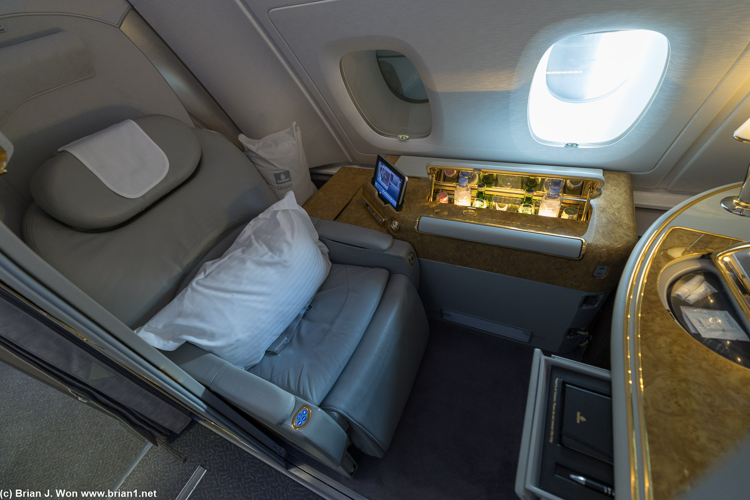 Emirates first class, seat 4A.