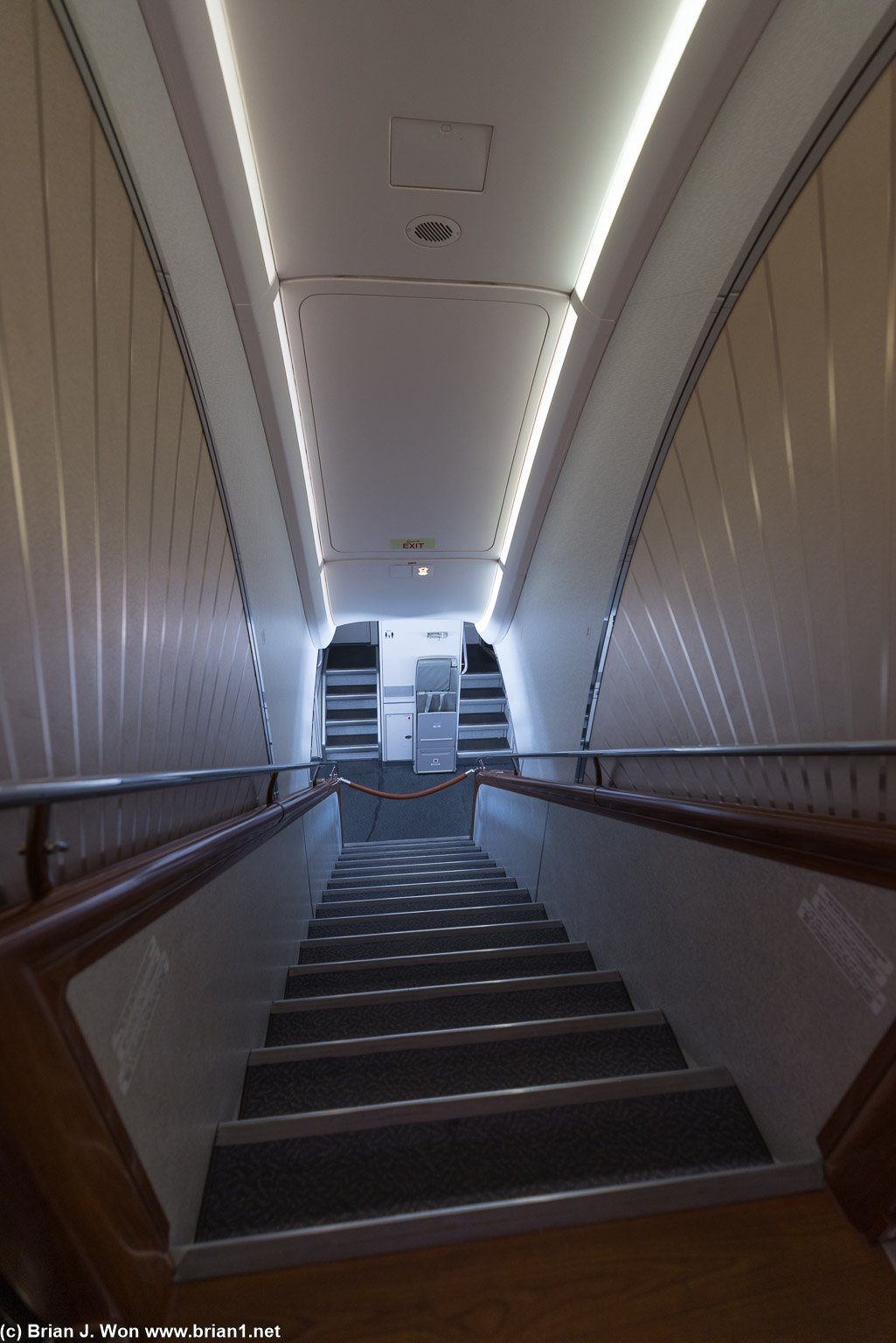 Stairs downstairs, cordoned off to keep the rabble out.