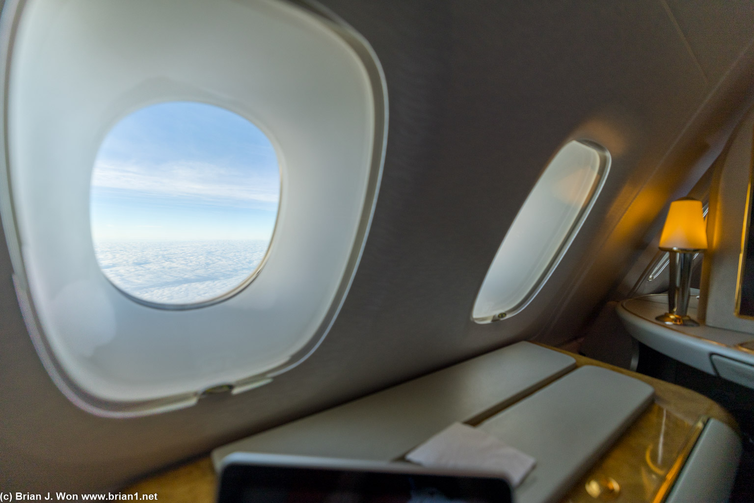 Small windows on the upper deck.