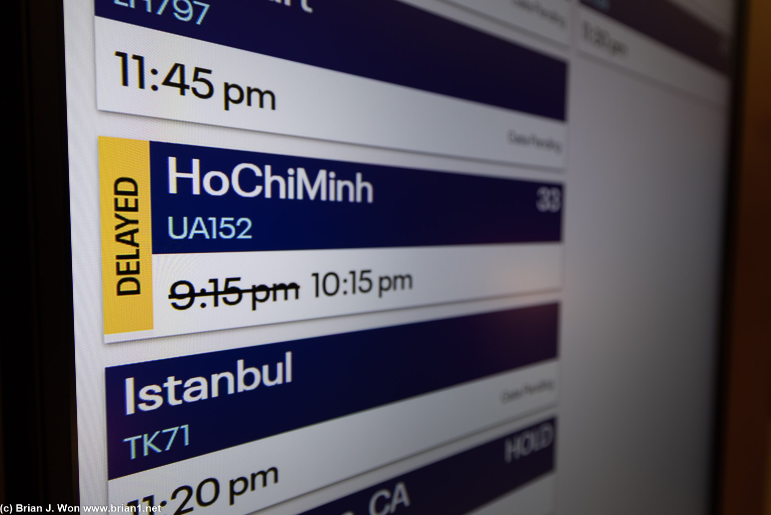 Inaugural flight of UA 152, HKG-SGN, delayed for connecting passengers coming in from SFO.