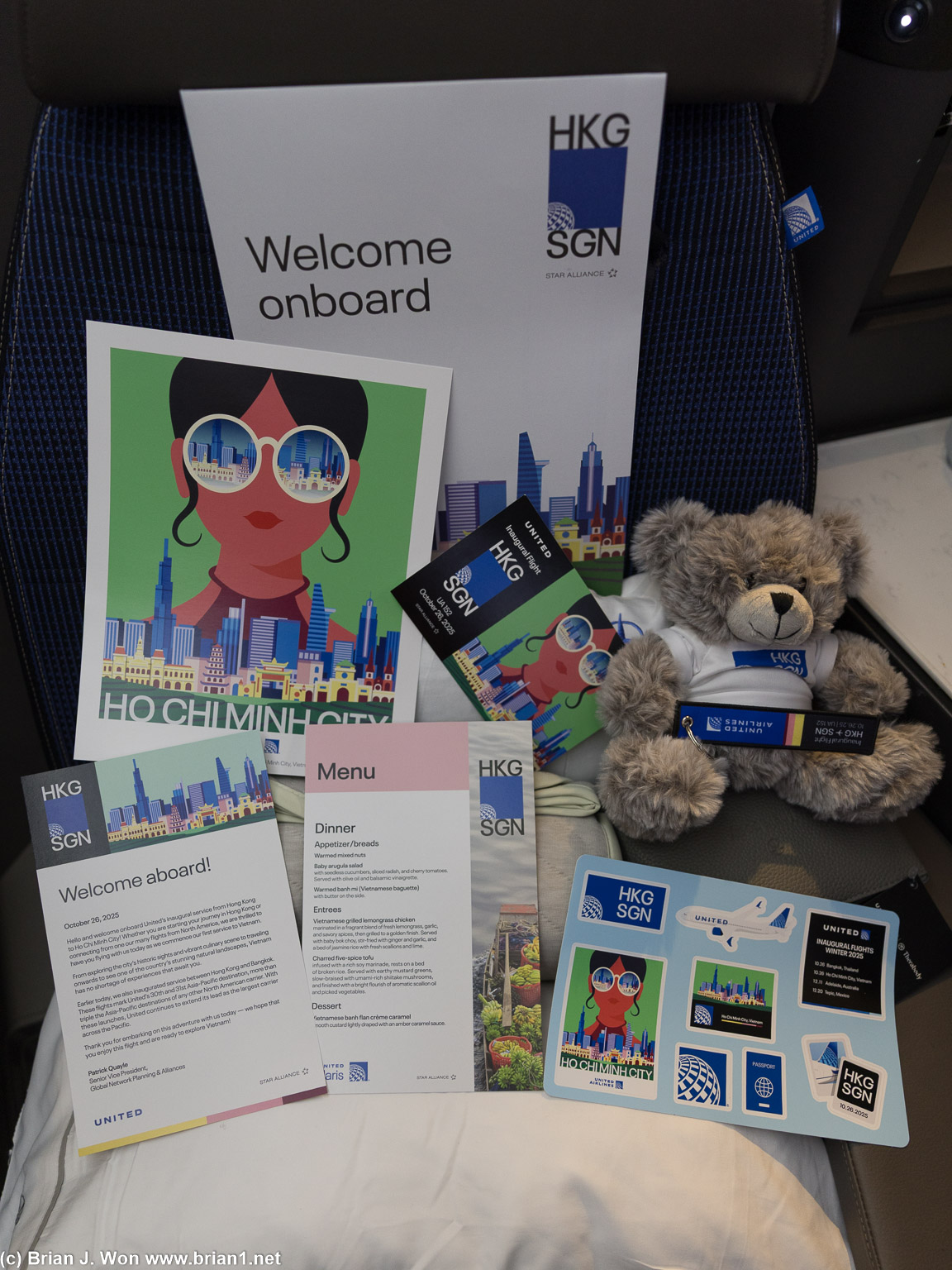 Inaugural flight swag.