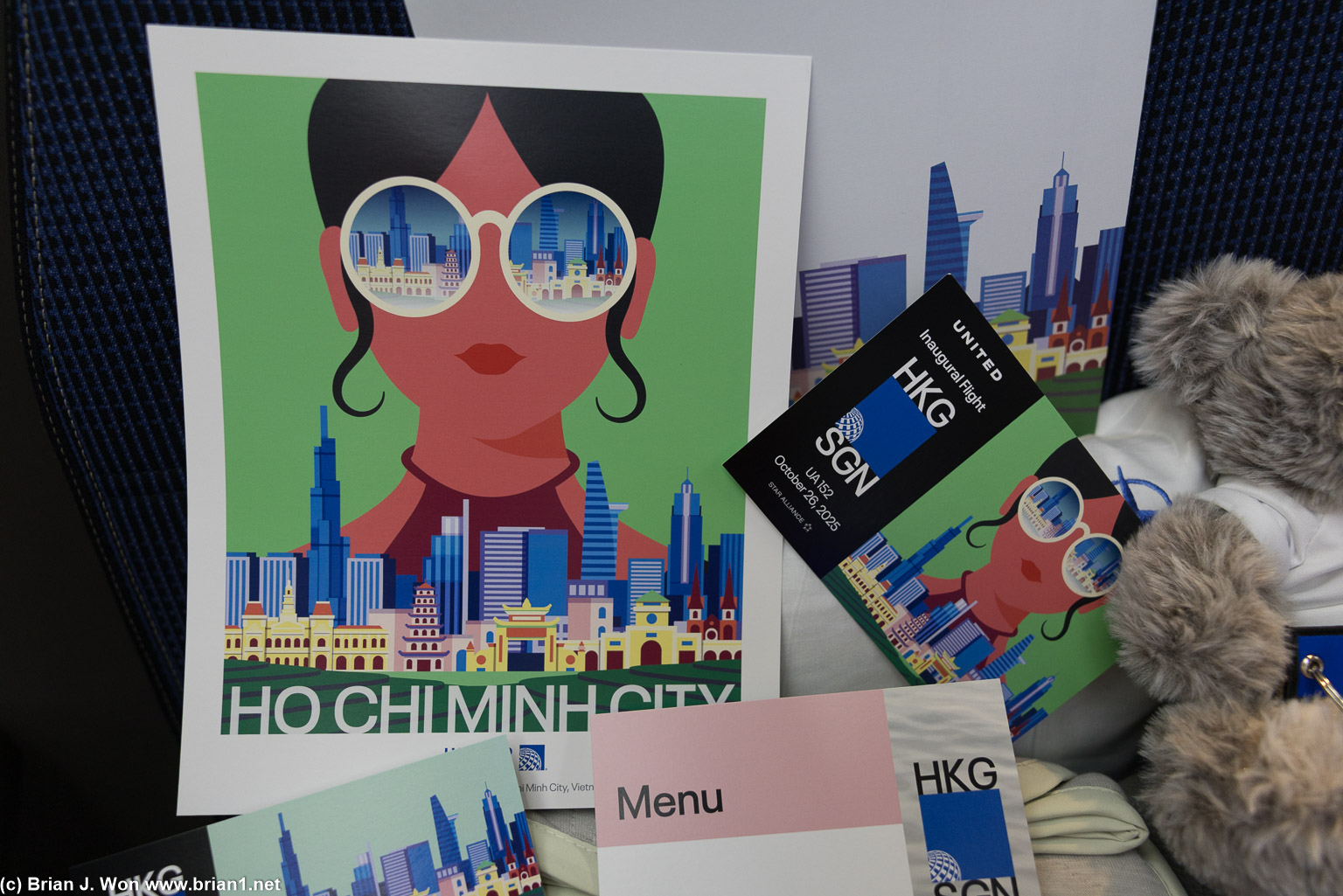 Inaugural flight mini-poster and postcard.