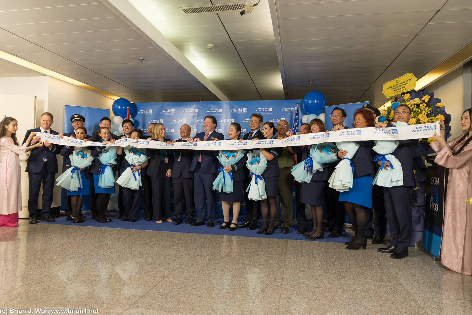 Add in the flight crew for the ribbon tearing.