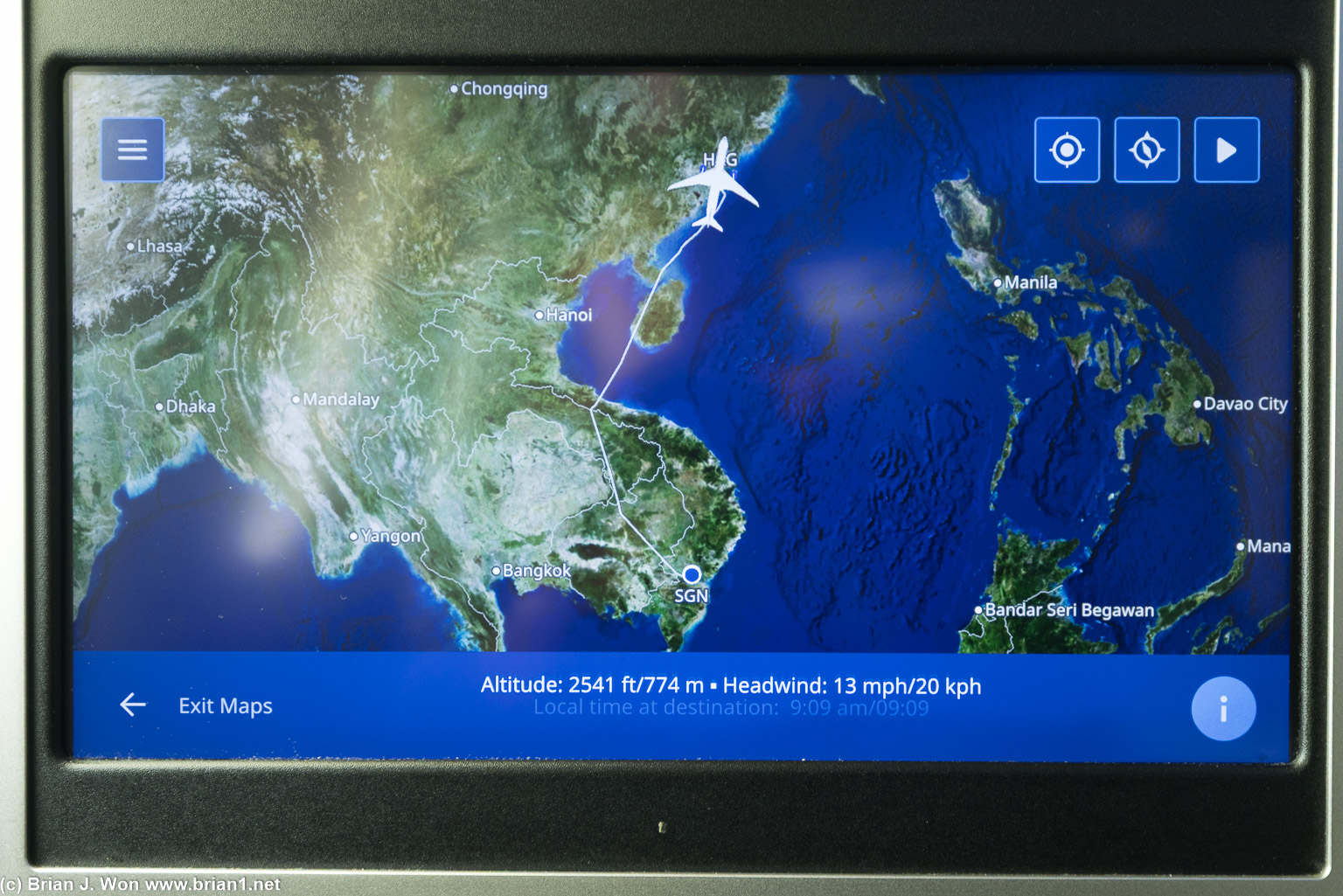 2hr 5min flight time (actual), 923 miles flown (IFE), 1,128 miles (Flightaware), 929 miles (great circle).