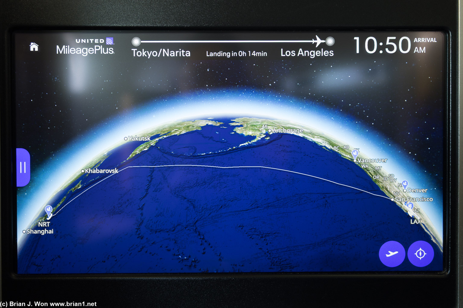 9hr 3min flight time (actual), 5,467 miles (IFE), 5,617 miles (Flightaware), 5,445 miles (great circle).