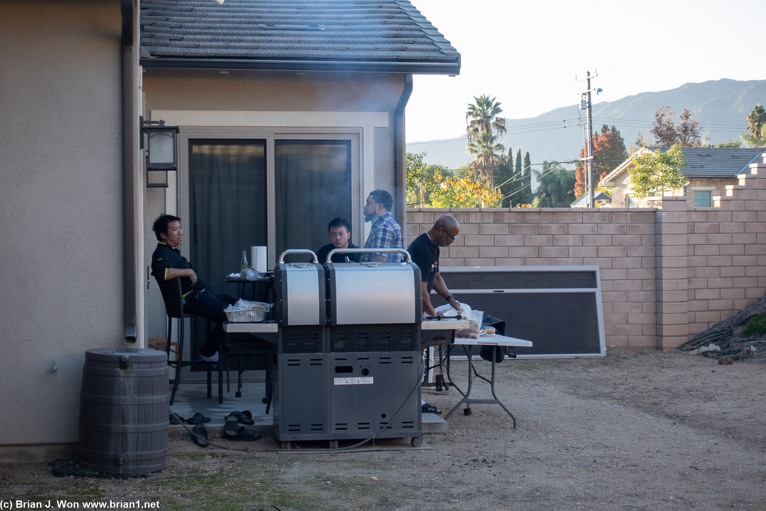 Grilling on the patio.