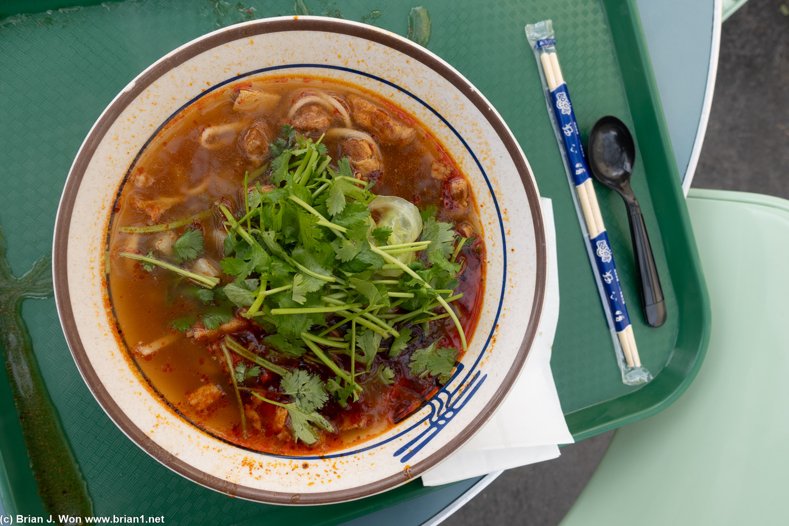 Qishan style noodle soup (#3), basically chopped pork belly and chopped potato.
