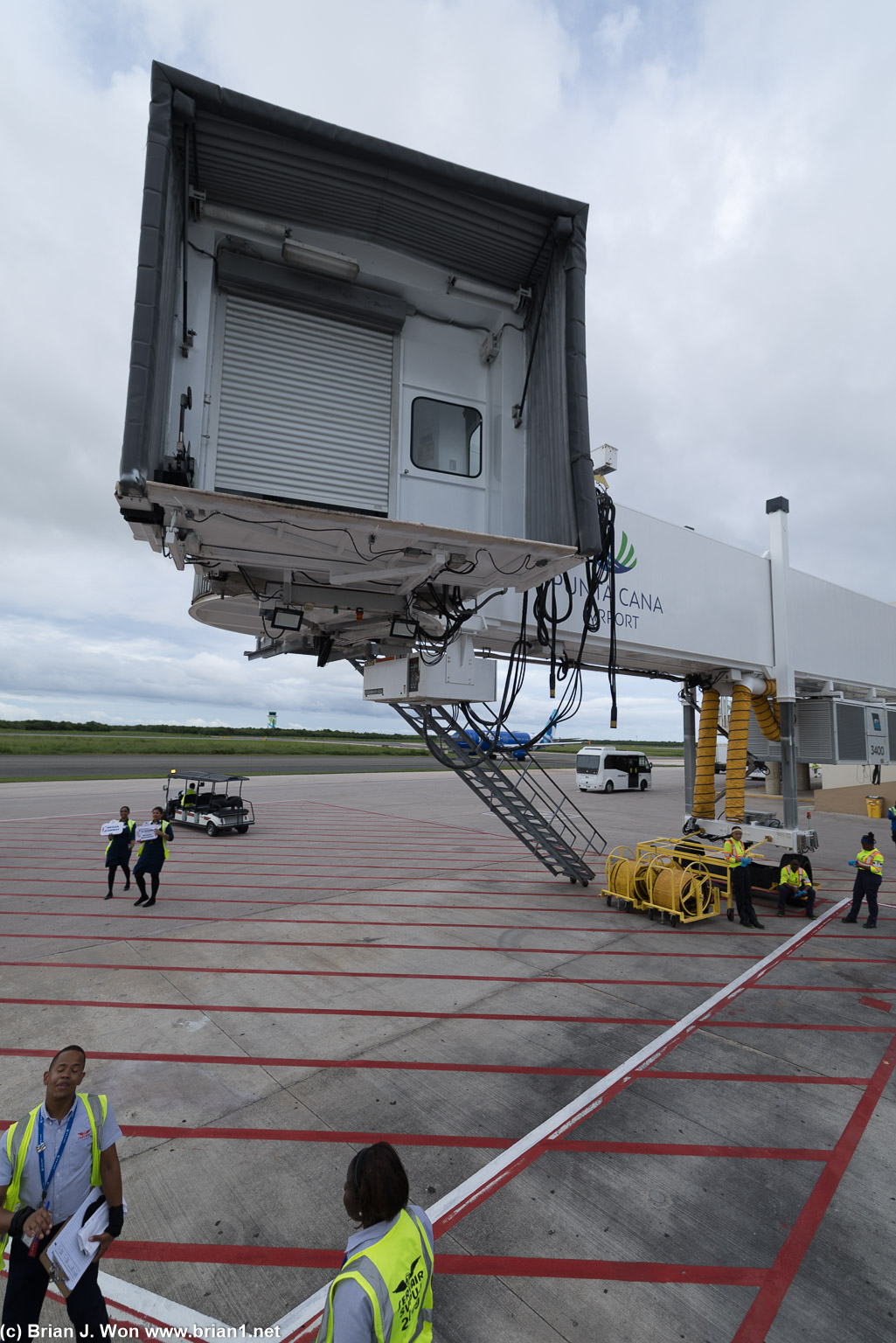 Punta Cana International Airport, where they built jetbridges you don't use.