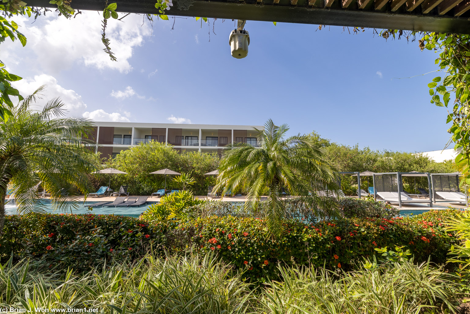Looking from the main walkway towards one of the outer buildings.