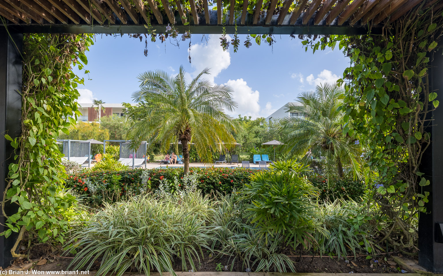 Looking from the main walkway towards one of the outer buildings.