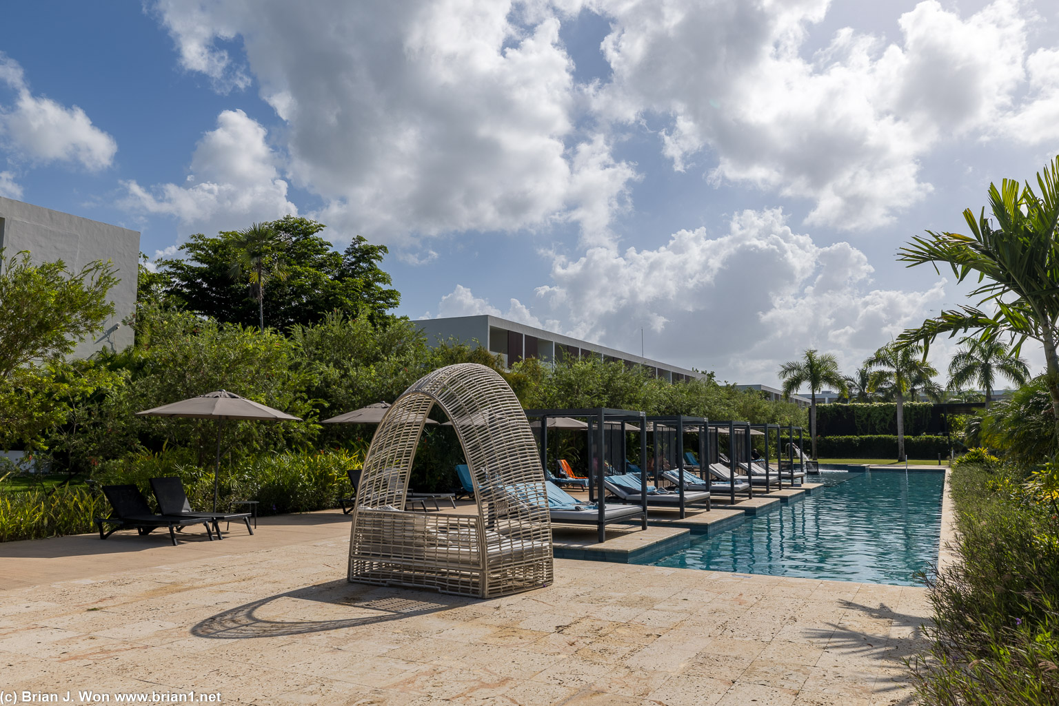 One of the pool areas around the main walkway.