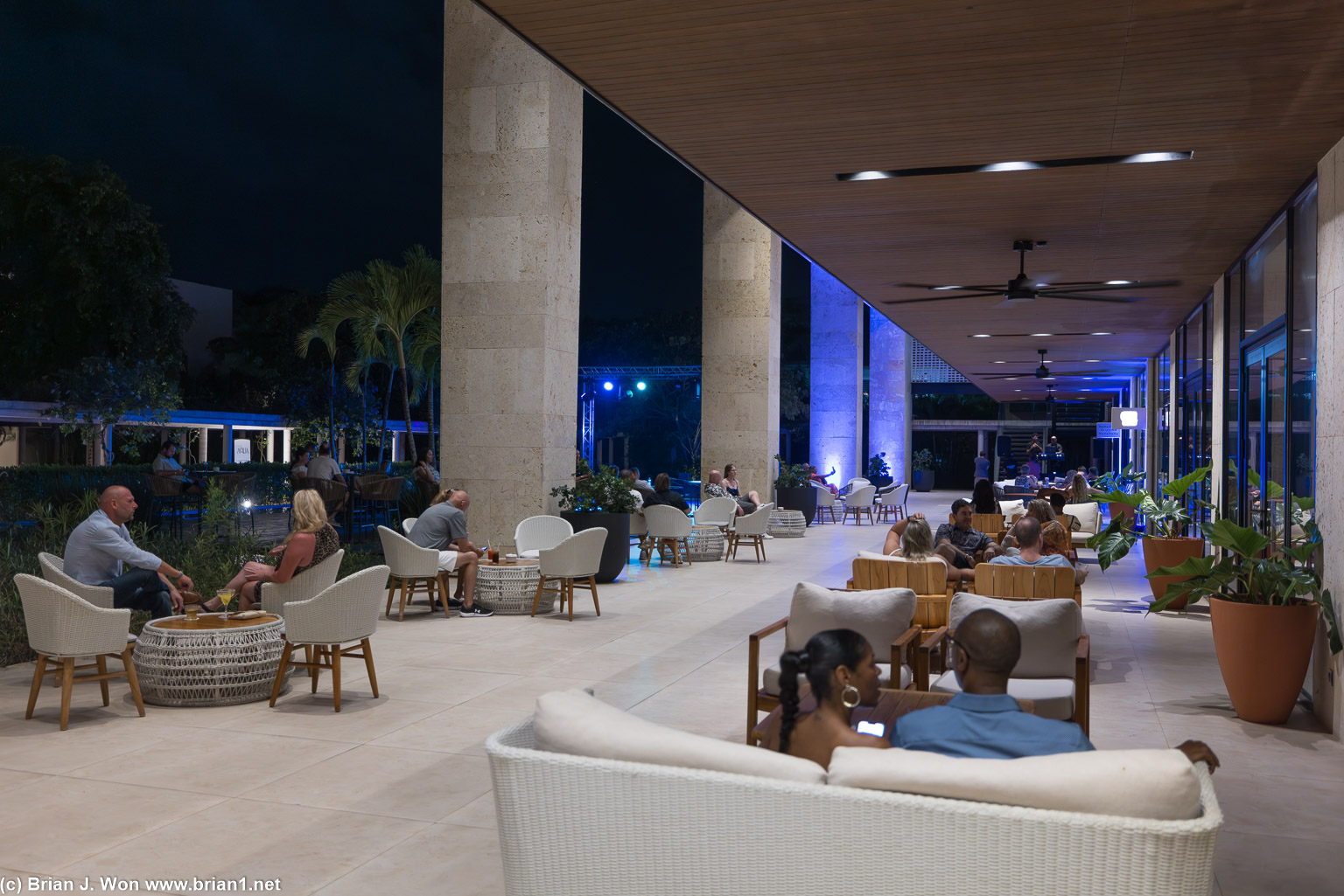 Patio much more lively at night.