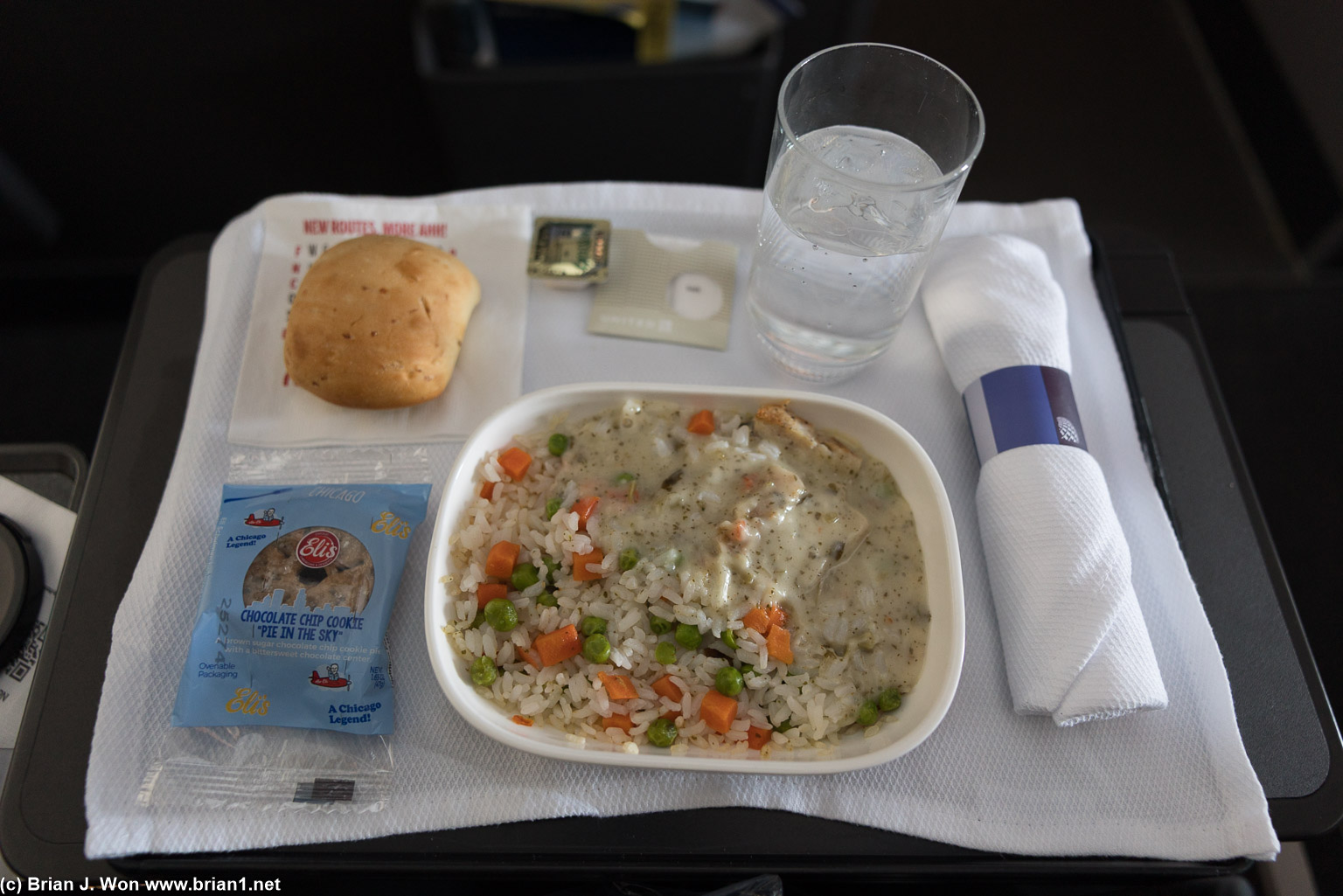 Food on PUJ-IAD is sad. Peruvian chicken, said the menu.