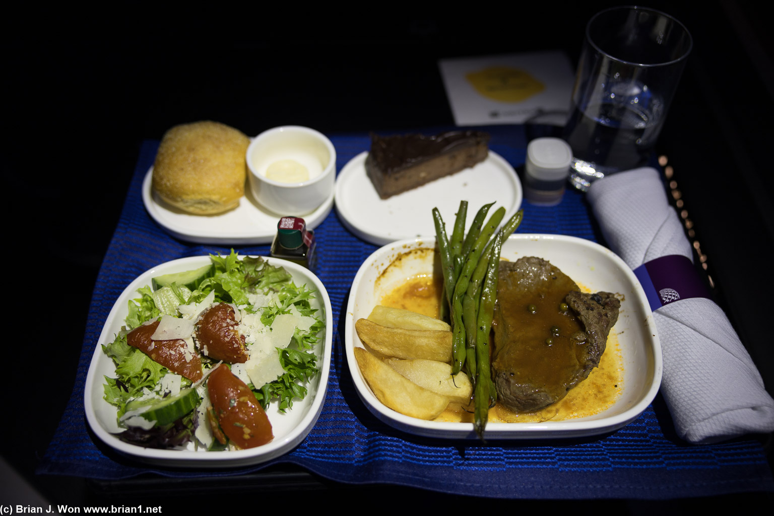 The cow was very dead. IAD-LAX crew, please learn how to cook food.